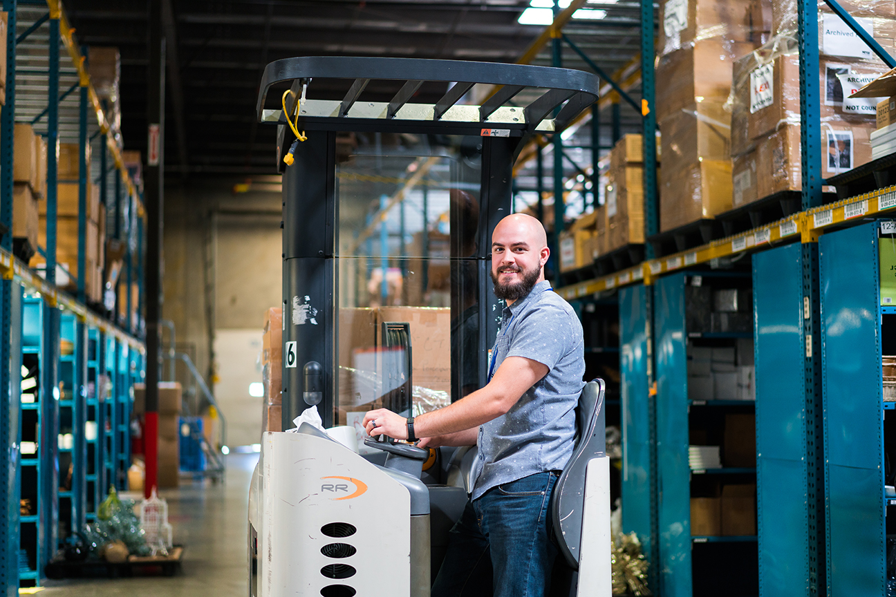 meyer corporation forklift driver smiling